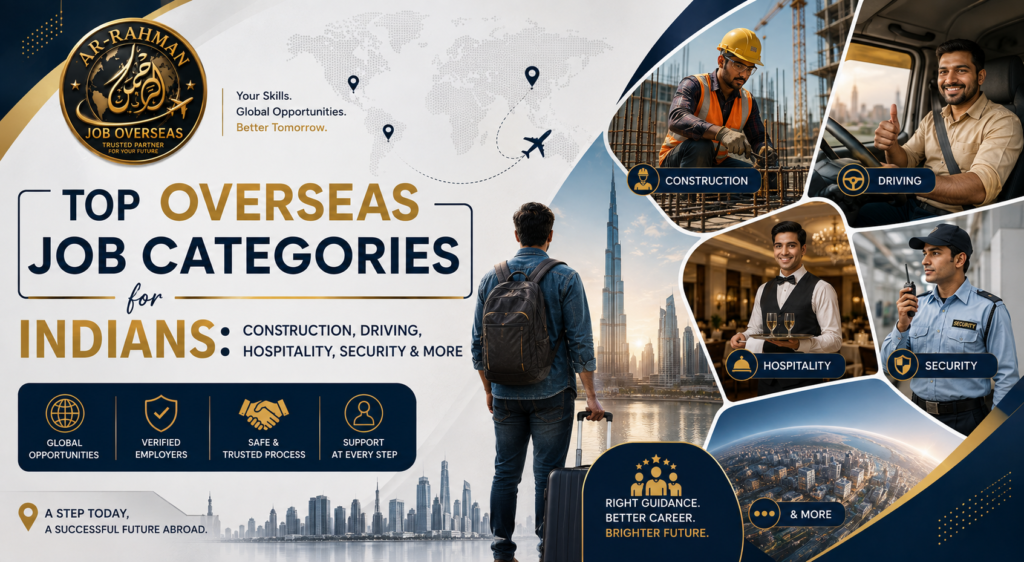 Top Overseas Job Categories for Indians: Construction, Driving, Hospitality, Security & More